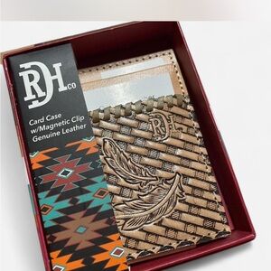 Red Dirt Hat Co Tan Leather Card Case with Magnetic Clip